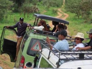 International visitors enjoying a mountain gorilla trekking safari in Bwindi Impenetrable National Park, Uganda