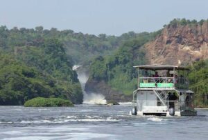 Boat cruise on the Victoria Nile with hippos and wildlife in Murchison Falls National Park Ugand