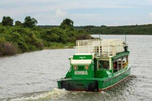 Boat cruise on Lake Mburo National Park with hippos and waterbirds in Uganda